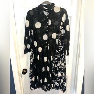 Alembika Black and White Polka Dot Dress Sheer w/ Bubble Hem